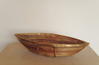 1960s  Rattan and Brass Basket Style of Gabriella Crespi, Italy ⑥
