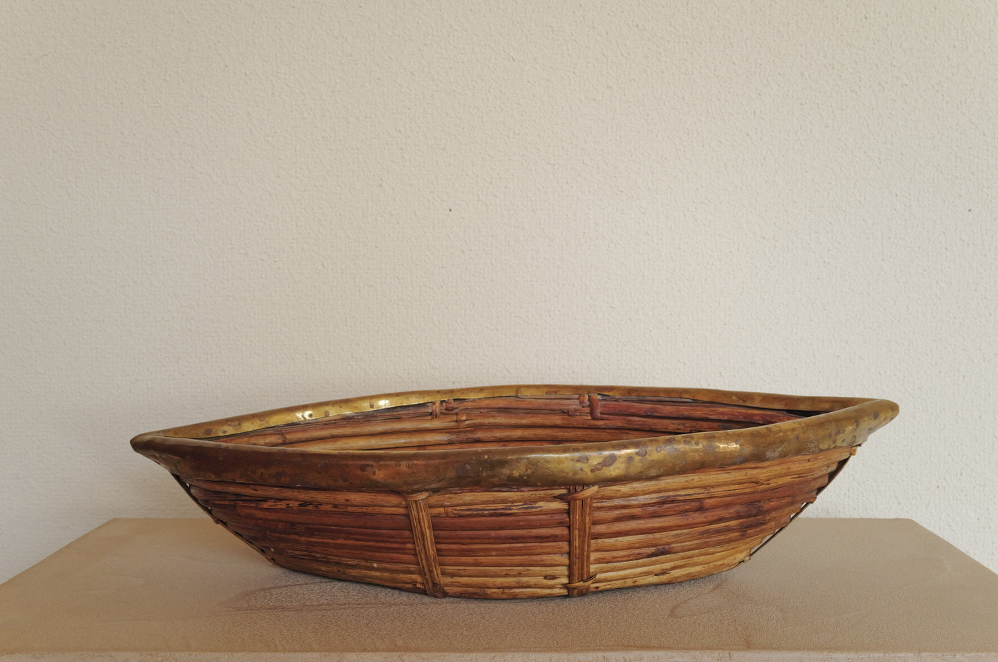 1960s  Rattan and Brass Basket Style of Gabriella Crespi, Italy ⑥