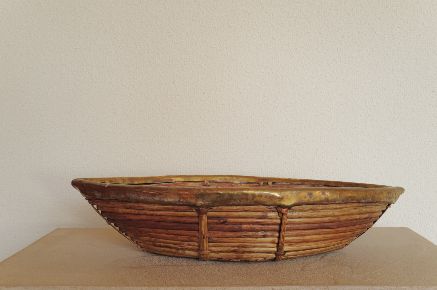 1960s  Rattan and Brass Basket Style of Gabriella Crespi, Italy ⑥