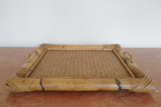 Mid Century Bamboo - Wicker Tray  1970s Italy　大