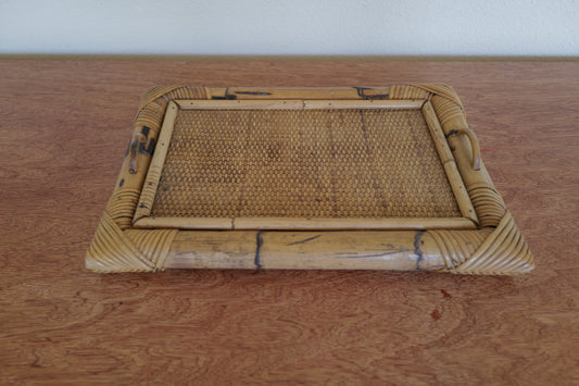Mid Century Bamboo - Wicker Tray  1970s Italy　小
