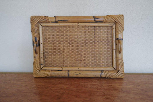 Mid Century Bamboo - Wicker Tray  1970s Italy　小