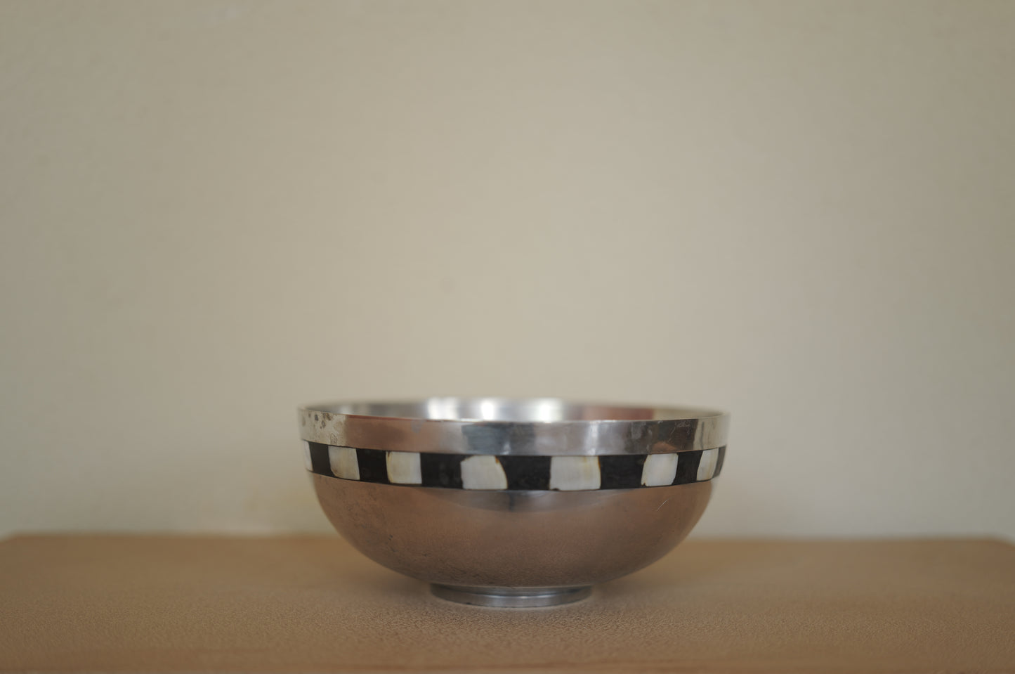 metal bowl with mother-of-pearl inlay