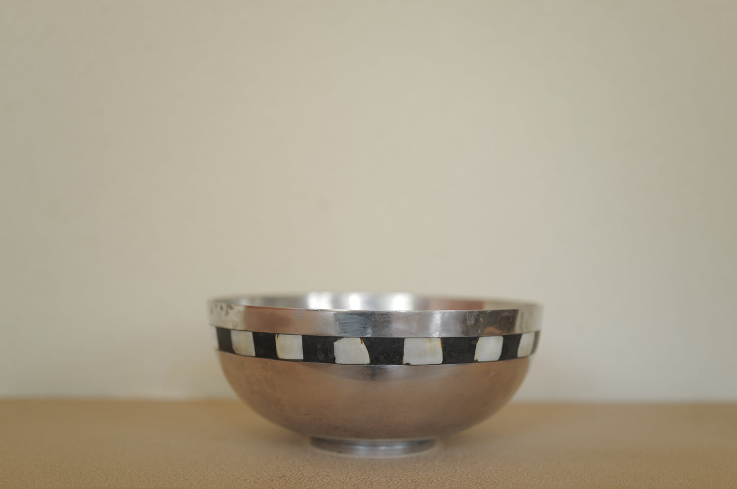 metal bowl with mother-of-pearl inlay