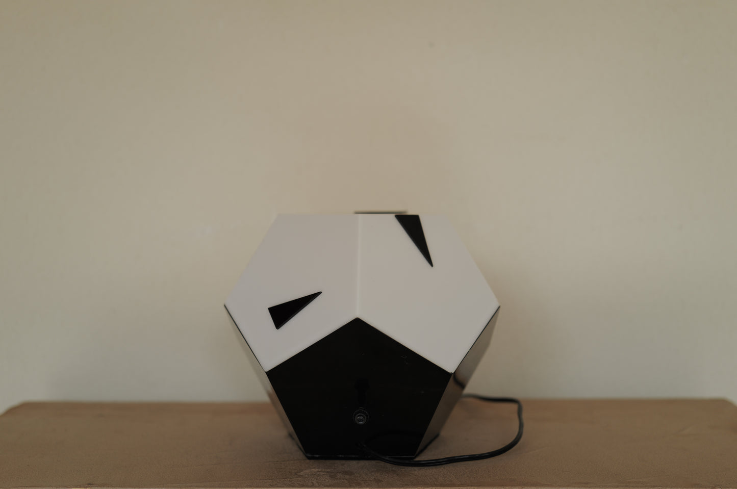 1980s black white plastic table lamp