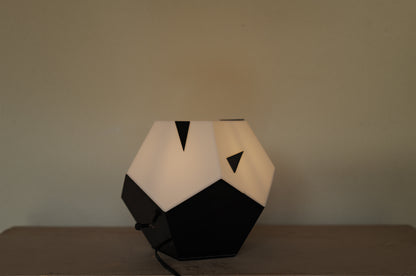 1980s black white plastic table lamp