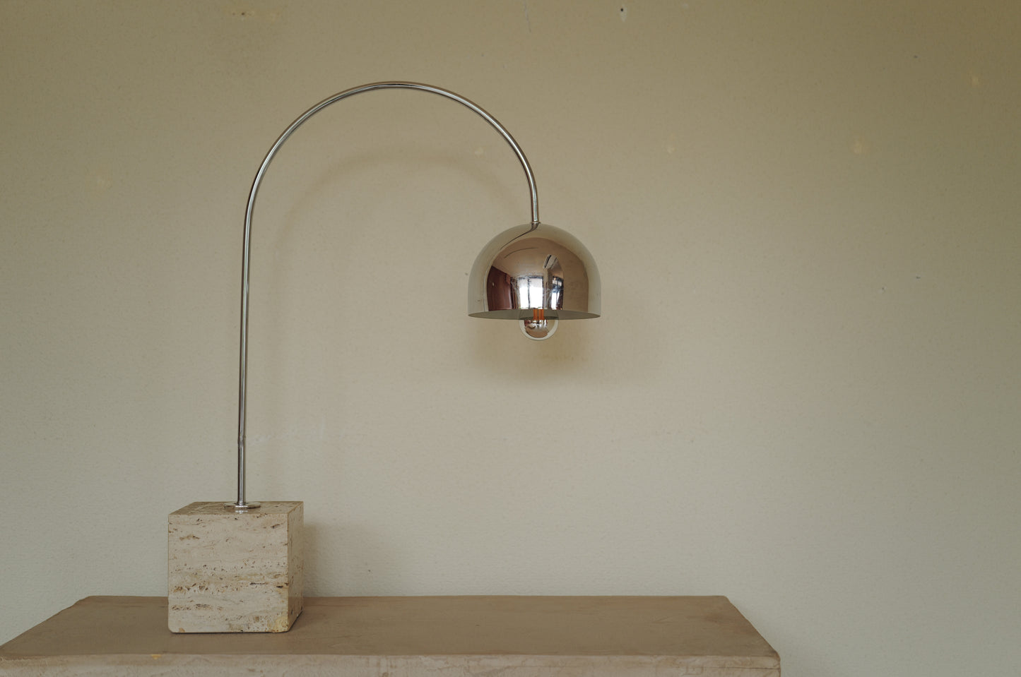 1970s Chrome Table Lamp  on Travertine