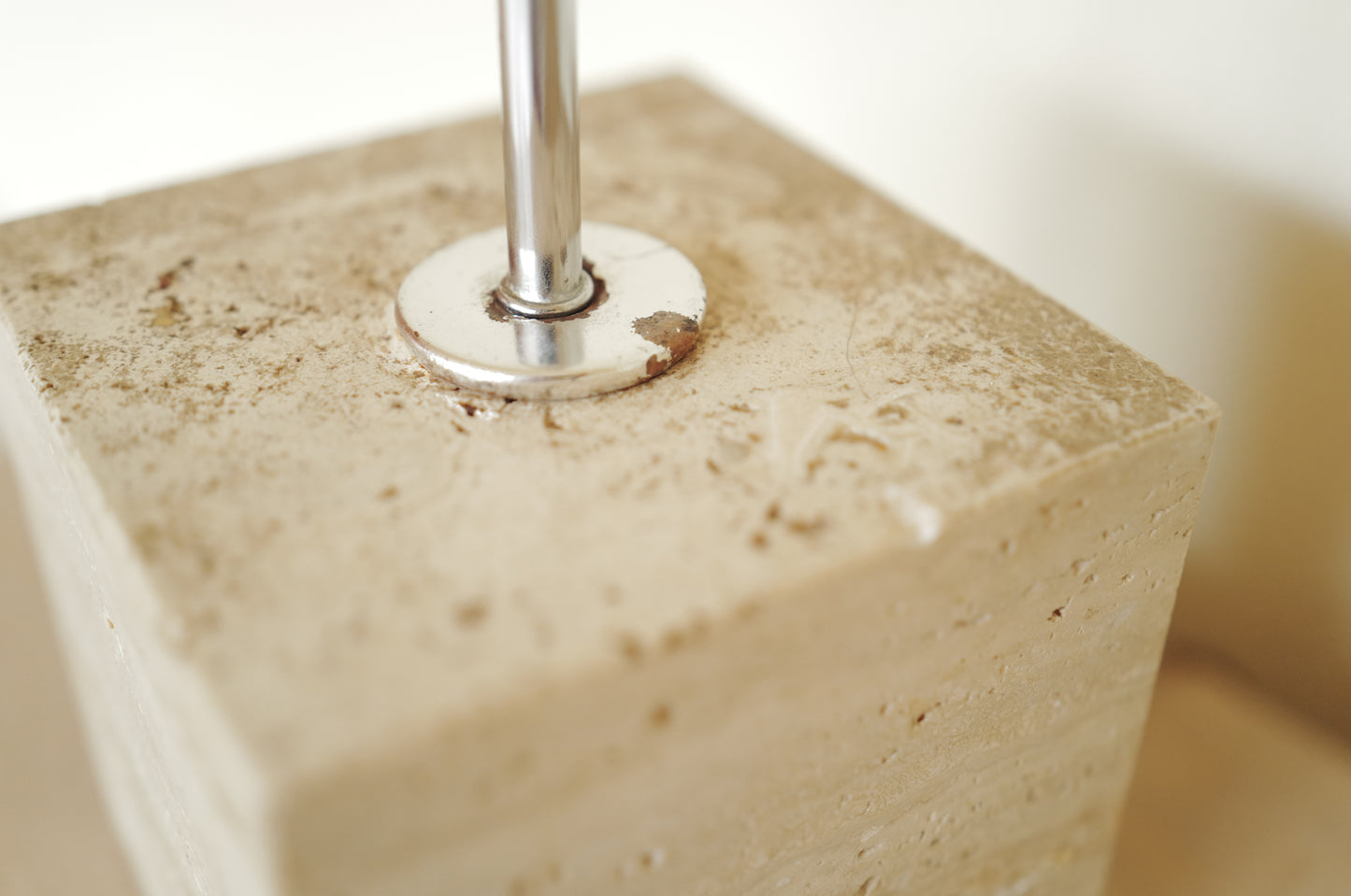 1970s Chrome Table Lamp  on Travertine
