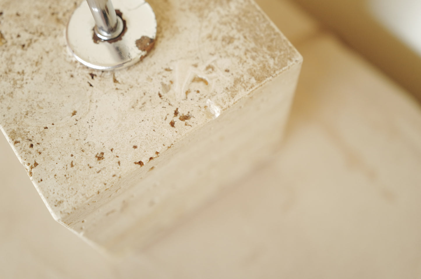 1970s Chrome Table Lamp  on Travertine