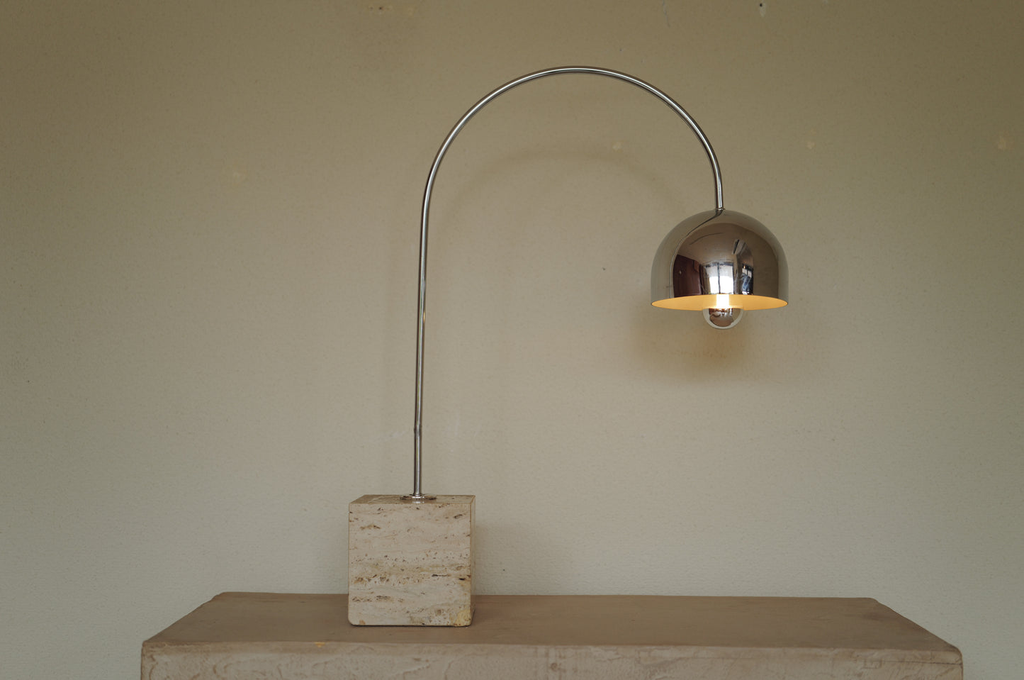 1970s Chrome Table Lamp  on Travertine