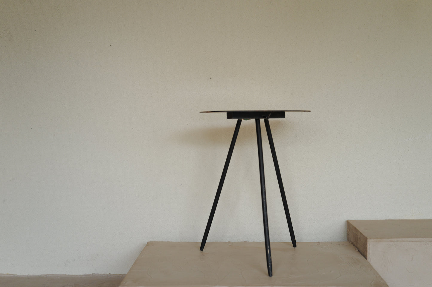 1960s  amoeba shape wood tripod  side table