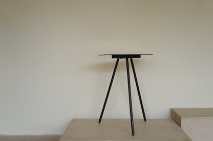 1960s  amoeba shape wood tripod  side table