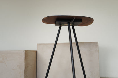 1960s  amoeba shape wood tripod  side table