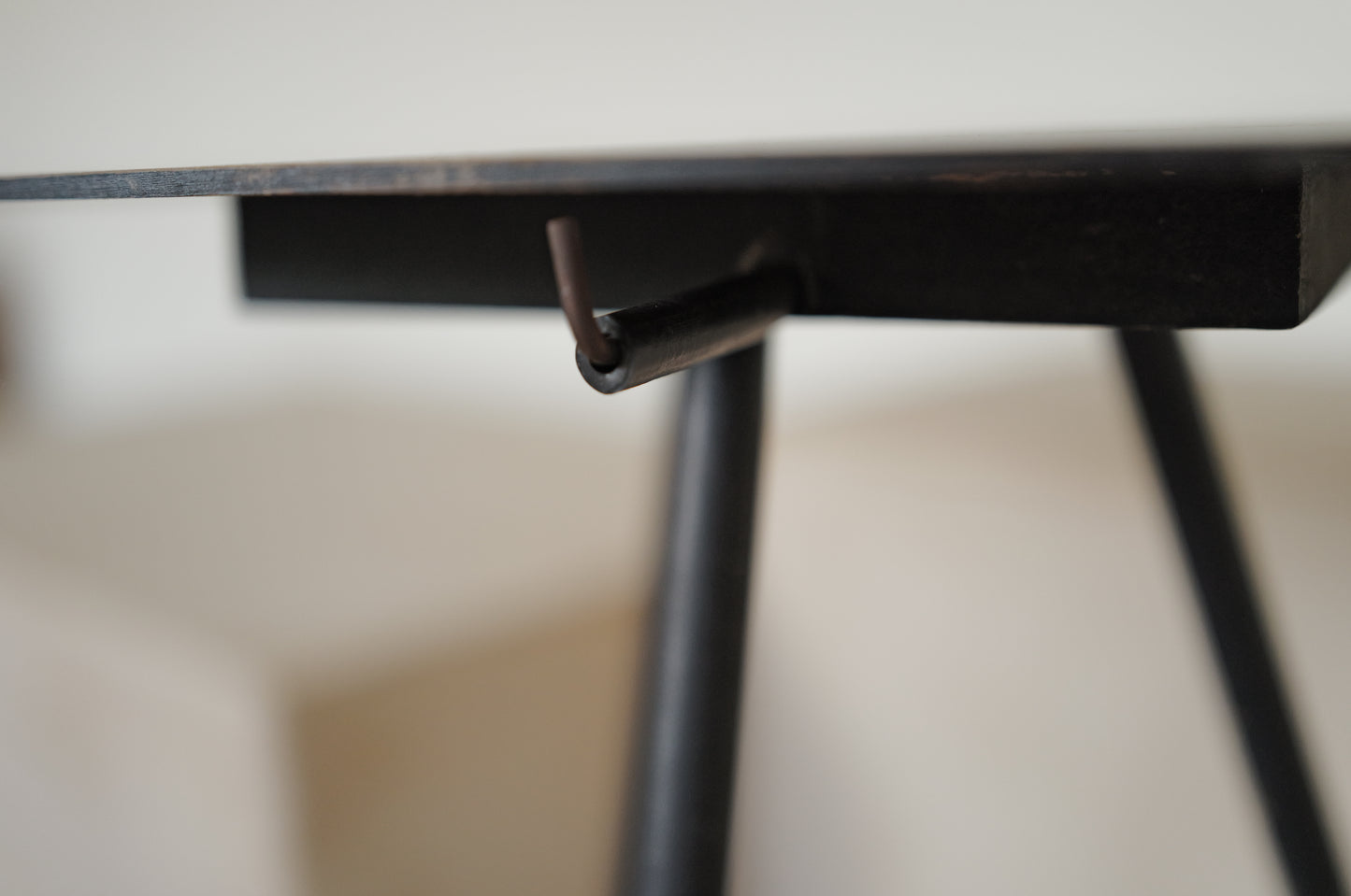 1960s  amoeba shape wood tripod  side table