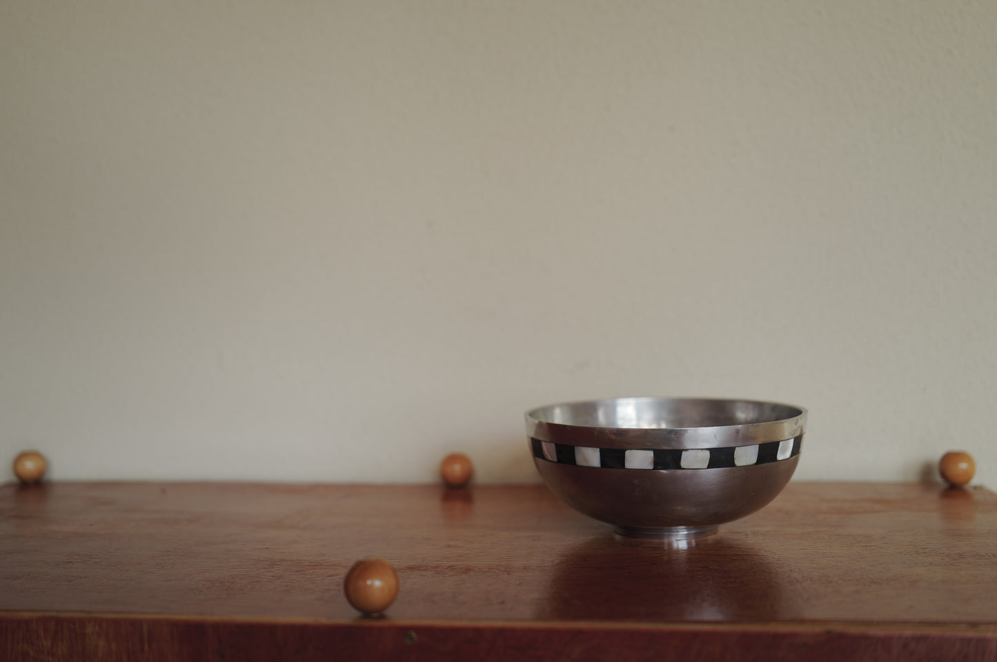 metal bowl with mother-of-pearl inlay