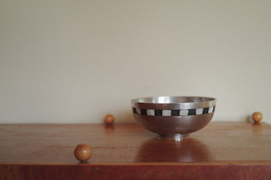 metal bowl with mother-of-pearl inlay