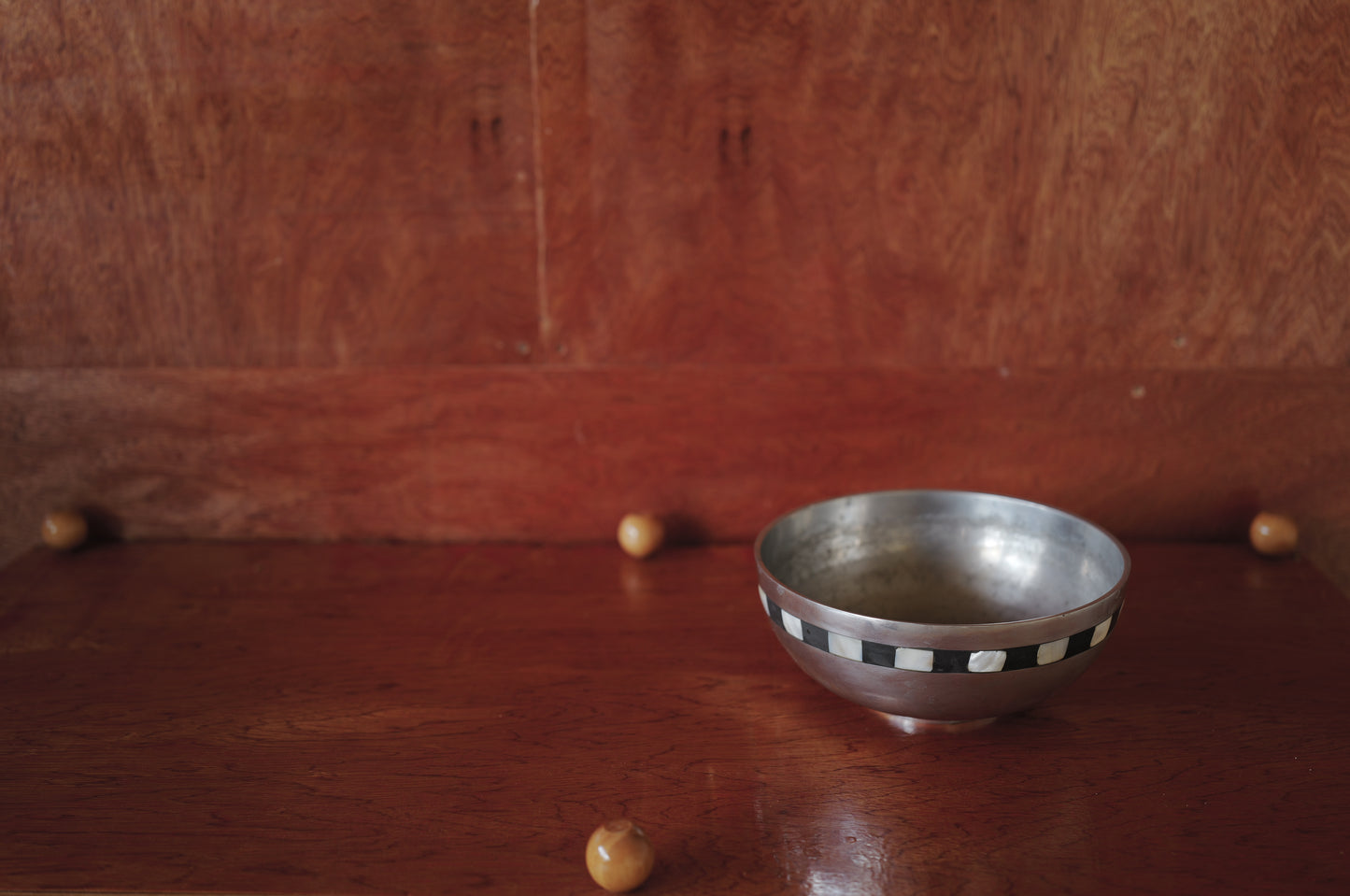 metal bowl with mother-of-pearl inlay