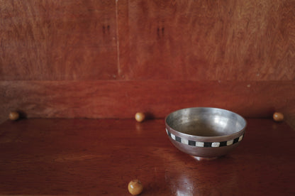 metal bowl with mother-of-pearl inlay