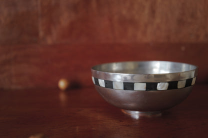 metal bowl with mother-of-pearl inlay