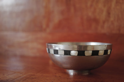 metal bowl with mother-of-pearl inlay