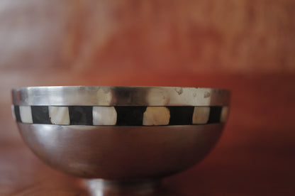 metal bowl with mother-of-pearl inlay