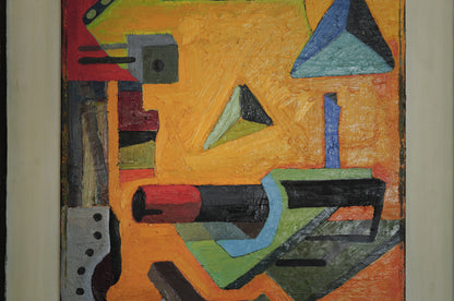1960s Framed abstract and geometric oil painting