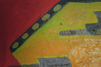 1960s Framed abstract and geometric oil painting