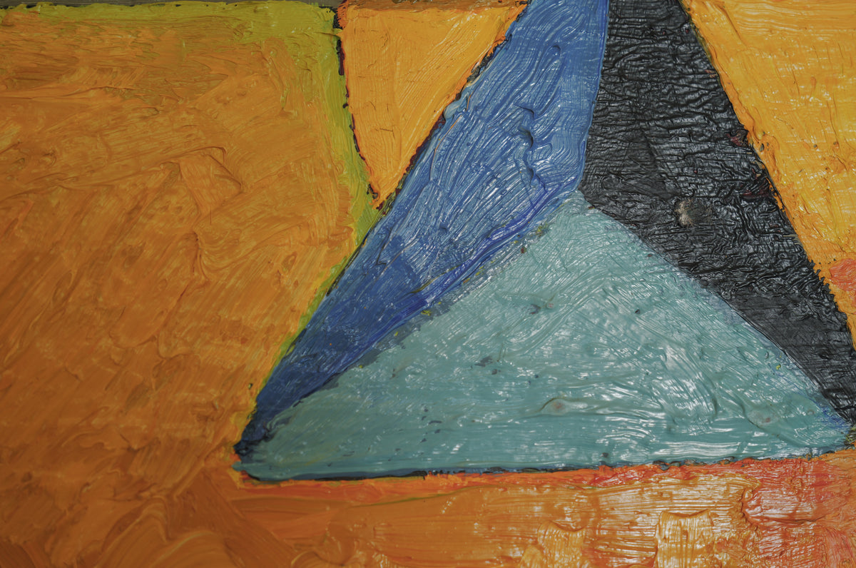 1960s Framed abstract and geometric oil painting