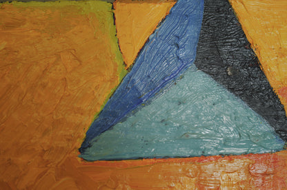 1960s Framed abstract and geometric oil painting