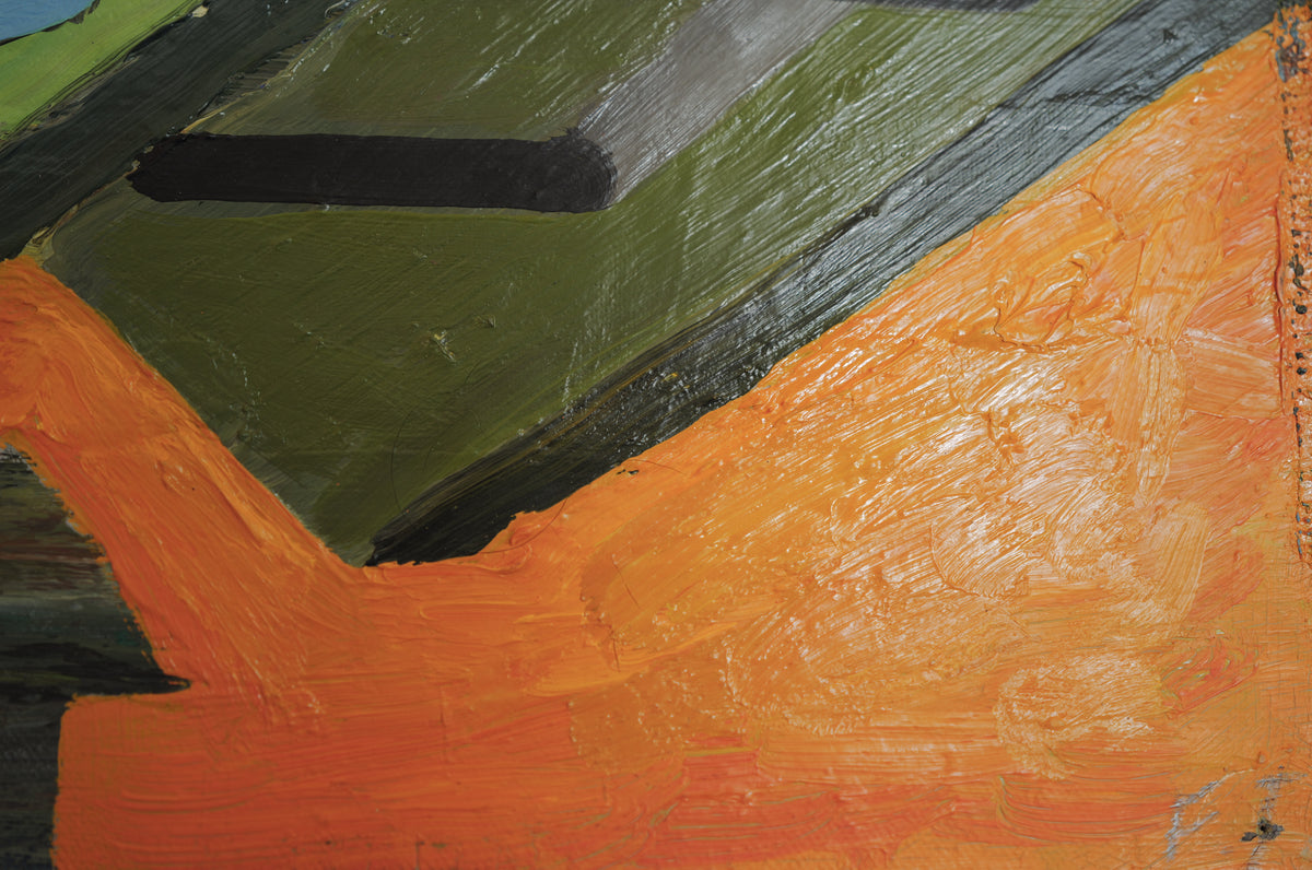 1960s Framed abstract and geometric oil painting