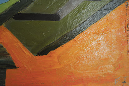 1960s Framed abstract and geometric oil painting