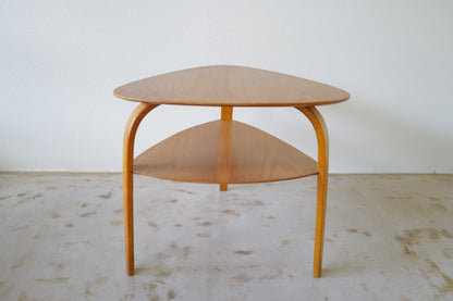 Bow wood Side table by Hugues Steiner.  France 1950s