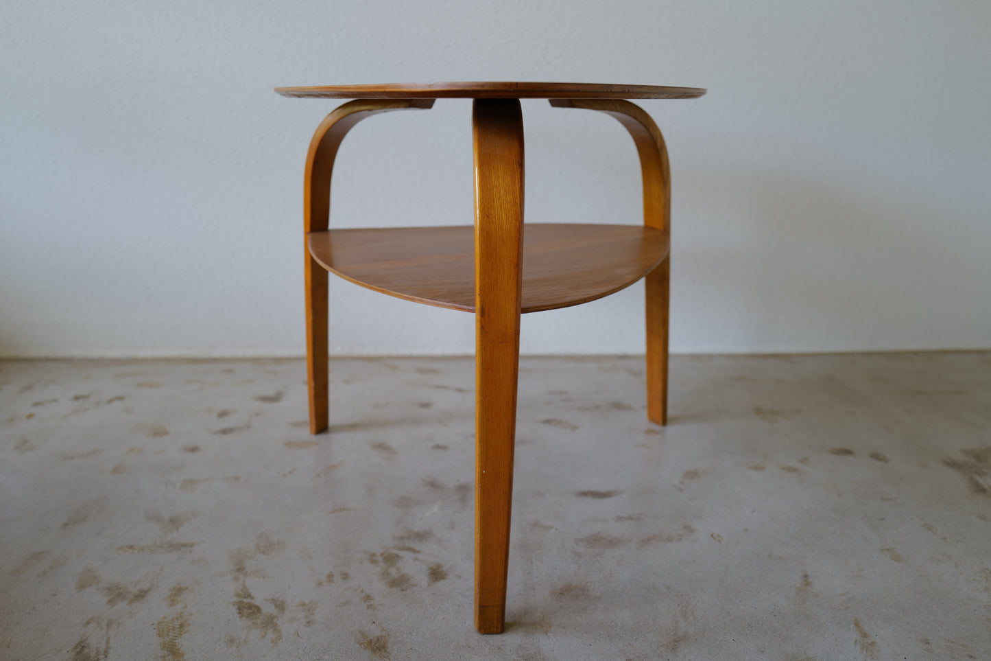 Bow wood Side table by Hugues Steiner.  France 1950s