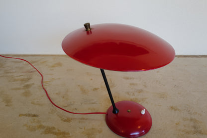 Stilnovo Enamel Metal and Brass Table Lamp 1950s Itary