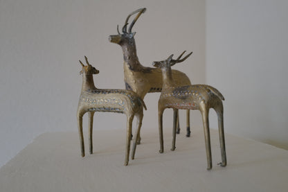 A set of antique Indian Dhokra deer sculptures.1800s,