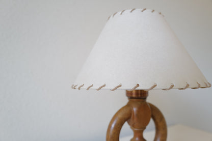 Wooden Base & Parchment Shade Table Lamp 1970's