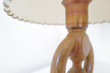 Wooden Base & Parchment Shade Table Lamp 1970's