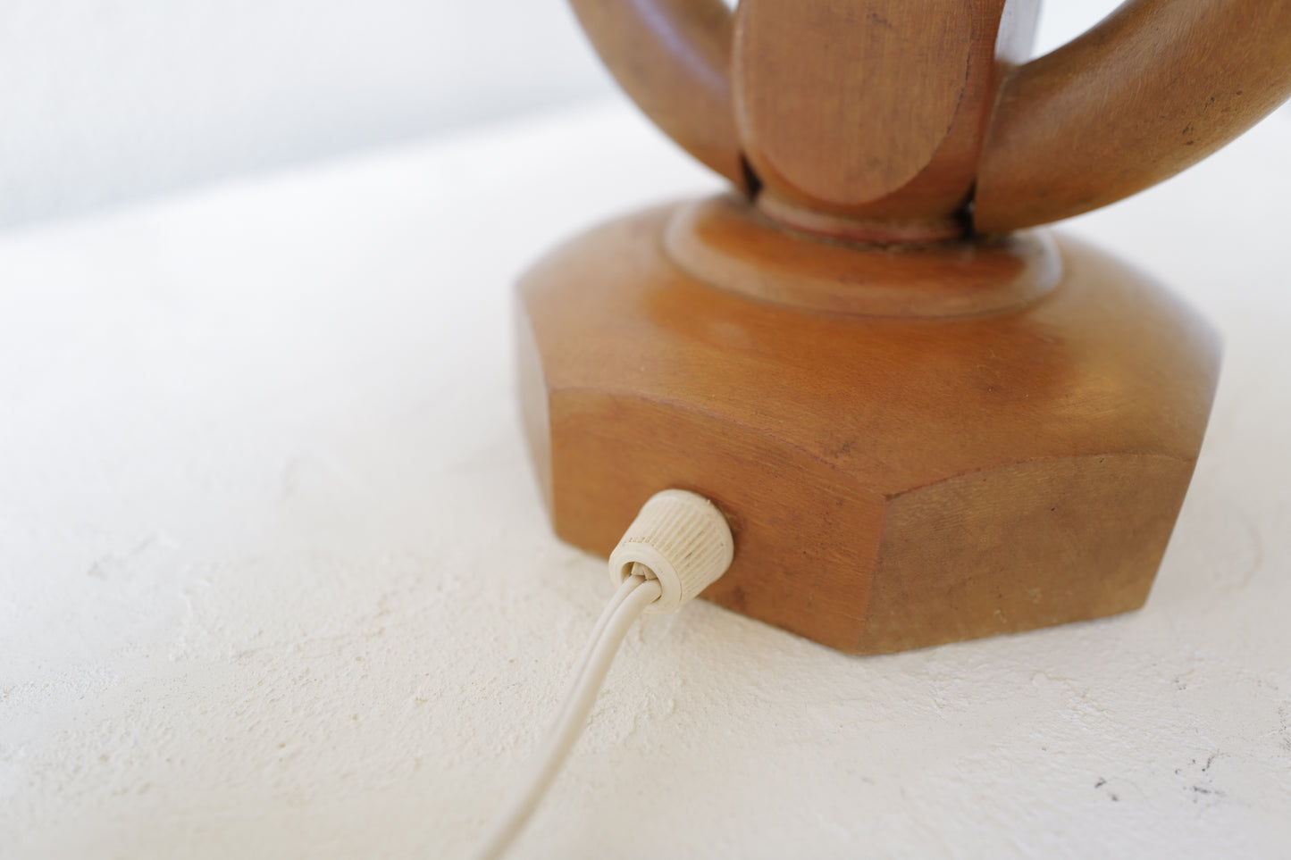 Wooden Base & Parchment Shade Table Lamp 1970's