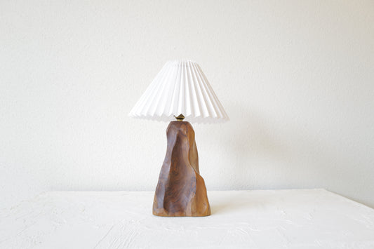 vintage Brutalist Wood Table Lamp 1970's France