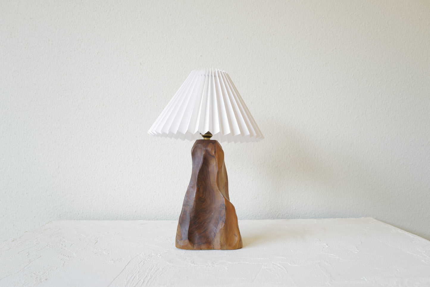 vintage Brutalist Wood Table Lamp 1970's France