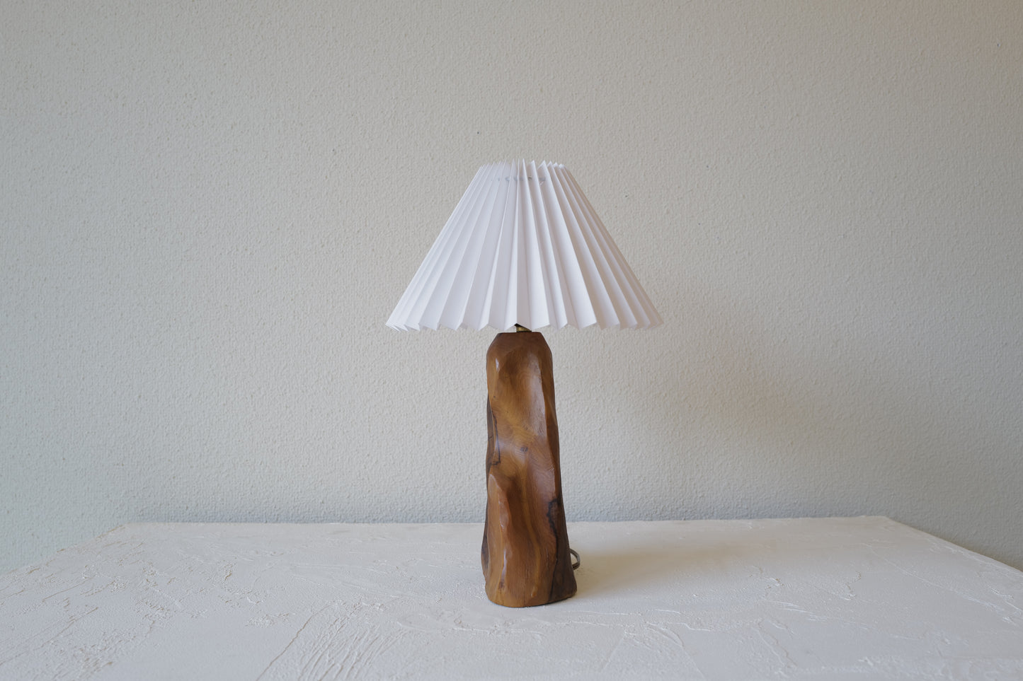 vintage Brutalist Wood Table Lamp 1970's France