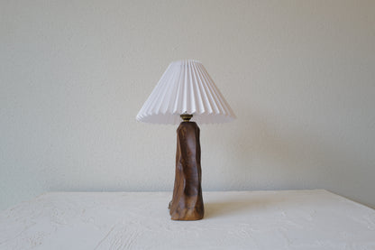 vintage Brutalist Wood Table Lamp 1970's France