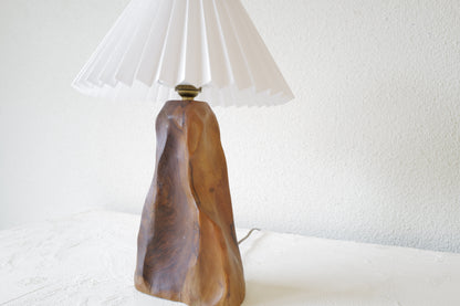 vintage Brutalist Wood Table Lamp 1970's France