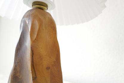 vintage Brutalist Wood Table Lamp 1970's France