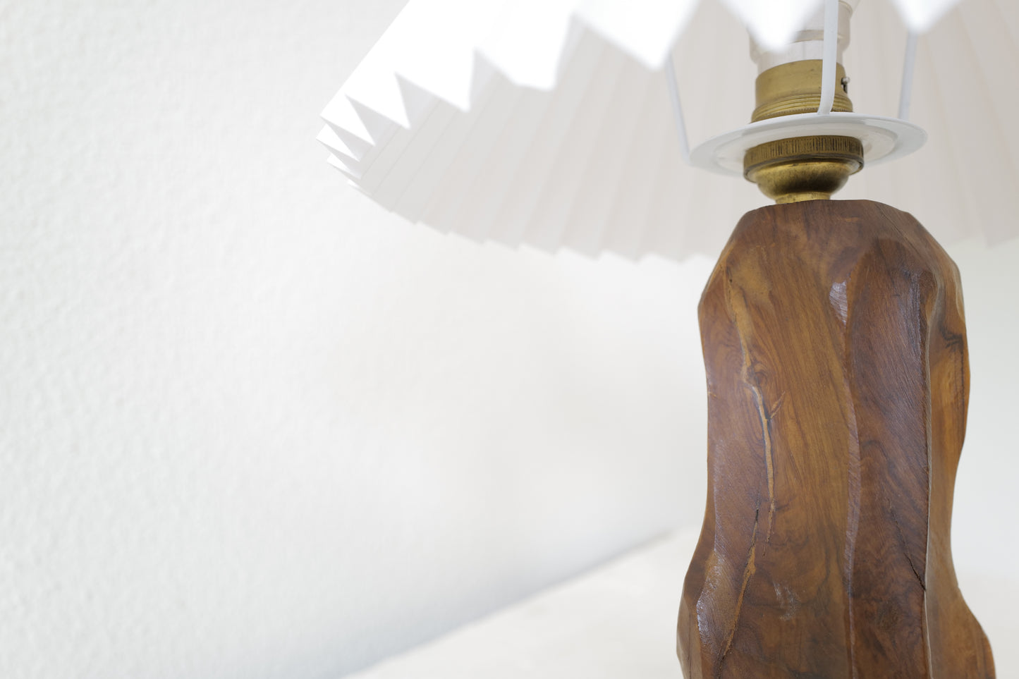 vintage Brutalist Wood Table Lamp 1970's France